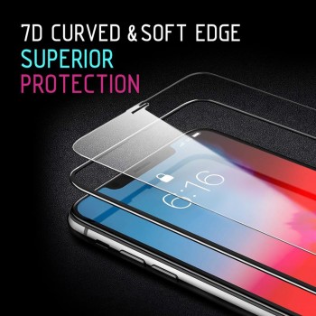 Crong 7D Nano Flexible Glass - Szkło hybrydowe 9H na cały ekran iPhone SE 2020 / 8 / 7 / 6s / 6 (Black)