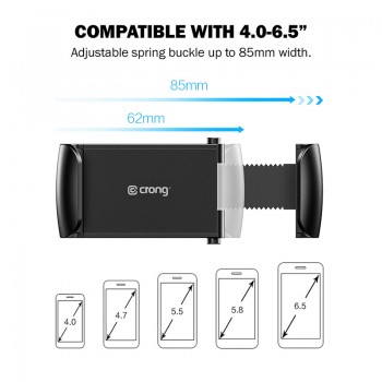Crong Universal Smart Car Holder – Uniwersalny uchwyt samochodowy do telefonu 4"-6,7” (czarny)