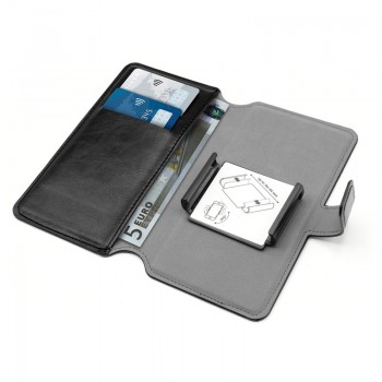 PURO Universal Wallet - Uniwersalne etui obrotowe 360° z kieszeniami na karty, rozmiar XL (czarny)