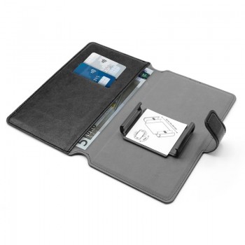 PURO Universal Wallet - Uniwersalne etui obrotowe 360° z kieszeniami na karty, rozmiar XXL (czarny)