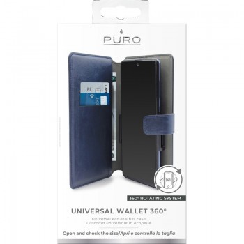 PURO Universal Wallet - Uniwersalne etui obrotowe 360° z kieszeniami na karty, rozmiar XXL (granatowy)