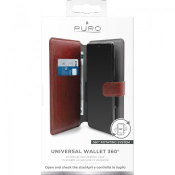 PURO Universal Wallet - Uniwersalne etui obrotowe 360° z kieszeniami na karty, rozmiar XXL (czerwony)