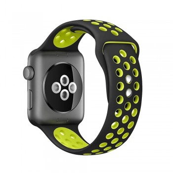 Crong Duo Sport Band - Pasek do Apple Watch 42/44 mm (czarny/limonkowy)