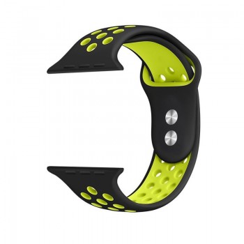 Crong Duo Sport Band - Pasek do Apple Watch 42/44 mm (czarny/limonkowy)