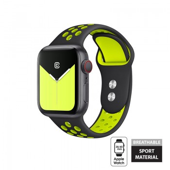 Crong Duo Sport Band - Pasek do Apple Watch 38/40 mm (czarny/limonkowy)