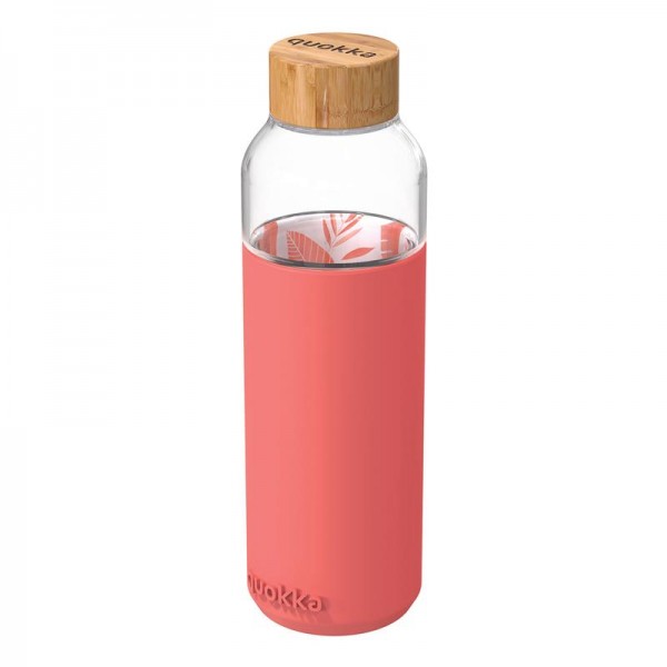 Quokka Flow -  Butelka na wodę ze szkła 660 ml (Inner Pink Botanical)