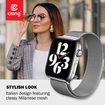 Crong Milano Steel - Pasek ze stali nierdzewnej do Apple Watch 38/40 mm (czarny)