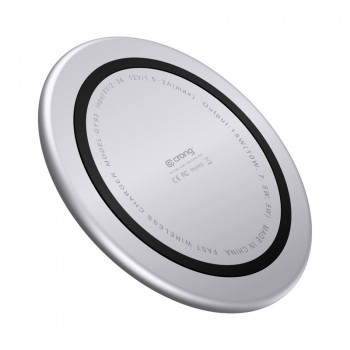 Crong PowerSpot Fast Wireless Charger – Bezprzewodowa ładowarka Qi 15W USB-C (Silver White)