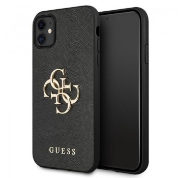 Guess Saffiano 4G Big Metal Logo - Etui iPhone 11 (czarny)