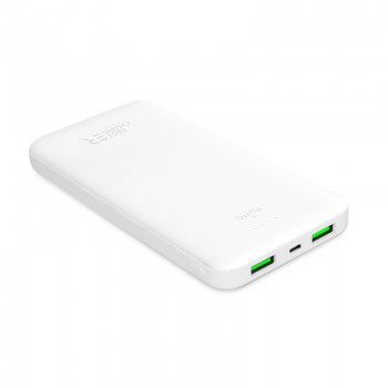 PURO White Fast Charger Power Bank – Power bank dla smartfonów i tabletów 10000 mAh, 2xUSB-A + 1xUSB-C (biały)