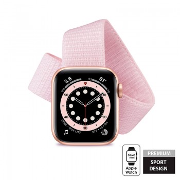 Crong Nylon - Pasek sportowy do Apple Watch 38/40 mm (Powder Pink)