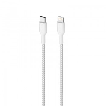 PURO Fabric Ultra Strong - Kabel w oplocie heavy duty USB-C/Lightning MFi 2m (biały)