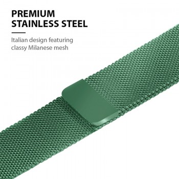Crong Milano Steel – Pasek ze stali nierdzewnej do Apple Watch 42/44/45 mm (zielony)