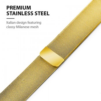 Crong Milano Steel - Pasek ze stali nierdzewnej do Apple Watch 42/44/45 mm (złoty)