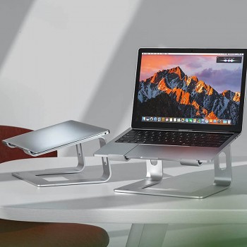 Crong AluBench – Ergonomiczna podstawka pod laptopa z aluminium (srebrny)