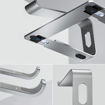Crong AluBench – Ergonomiczna podstawka pod laptopa z aluminium (srebrny)