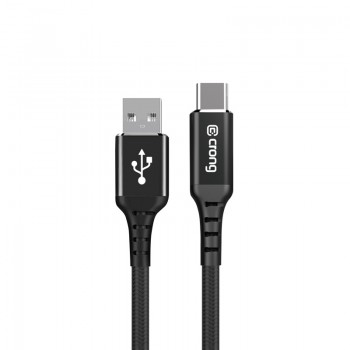 Crong Armor Link - Kabel 60W 3A USB-A do USB-C w oplocie 25cm (czarny)