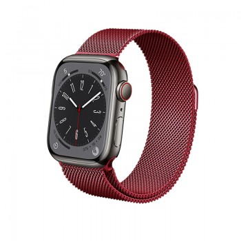 Crong Milano Steel – Pasek ze stali nierdzewnej do Apple Watch 38/40/41 mm (czerwony)