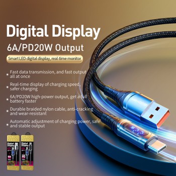 WEKOME WDC-166 Sakin Series - Kabel połączeniowy USB-A do USB-C 6A Fast Charging 1 m (Tarnish)