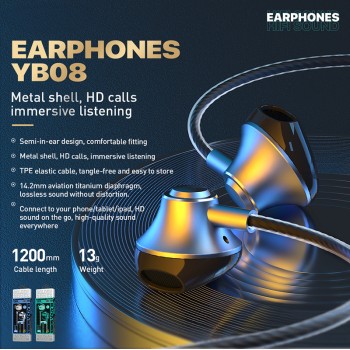 WEKOME YB08 Blackin Series - Słuchawki przewodowe HiFi jack 3,5 mm (Tarnish)