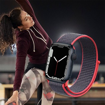 Crong Nylon - Pasek sportowy do Apple Watch 42/44/45/49 mm (Electric Pink)