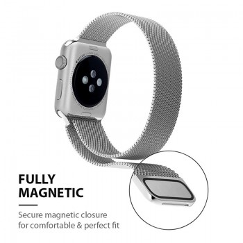 Crong Milano Steel - Pasek ze stali nierdzewnej Apple Watch 38/40 mm (czarny)
