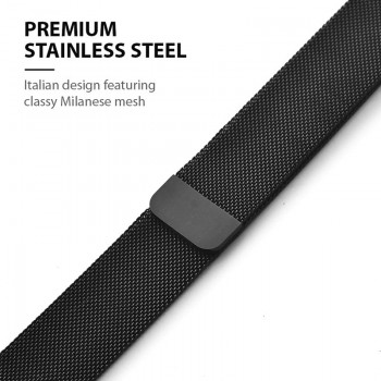 Crong Milano Steel - Pasek ze stali nierdzewnej Apple Watch 42/44 mm (czarny)
